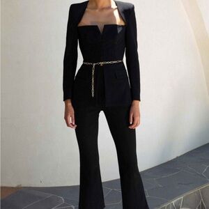 Misha structured blazer with a U-neckline and a chain detail belt Size 8 NWT